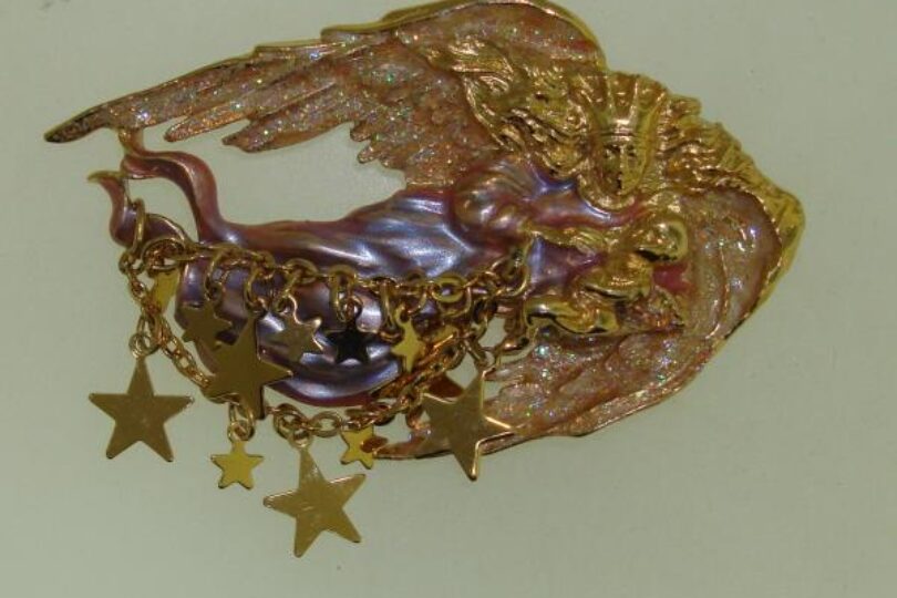 BEAUTIFUL KIRKS FOLLY GLITTER GUARDIAN ANGEL PIN/BROOCH! EX COND.