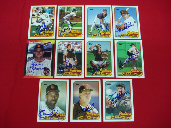 AUTOGRAPHED / SIGNED 11 DIFFERENT 1989 SAN DIEGO PADRES BASEBALL CARDS